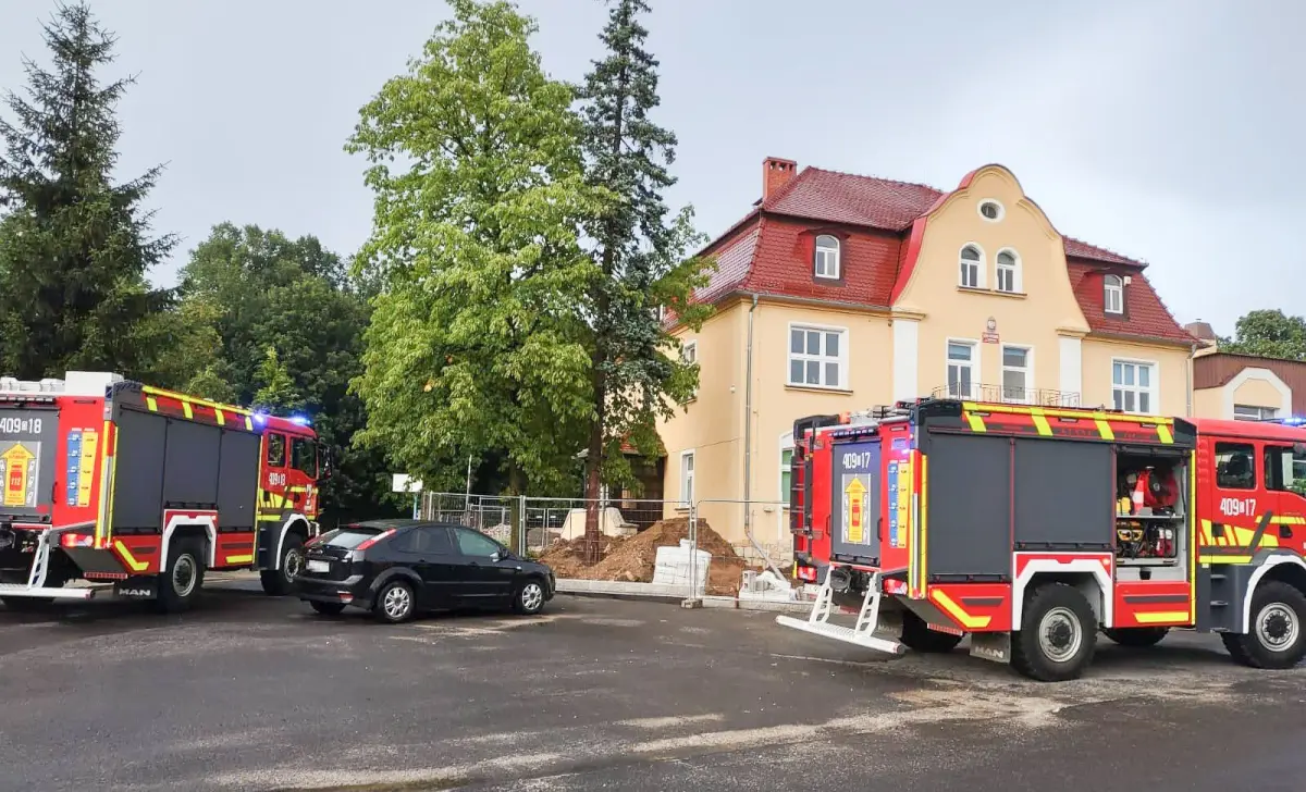 Akcja straży pożarnej w miejscowości Dąbrowa Bolesławiecka