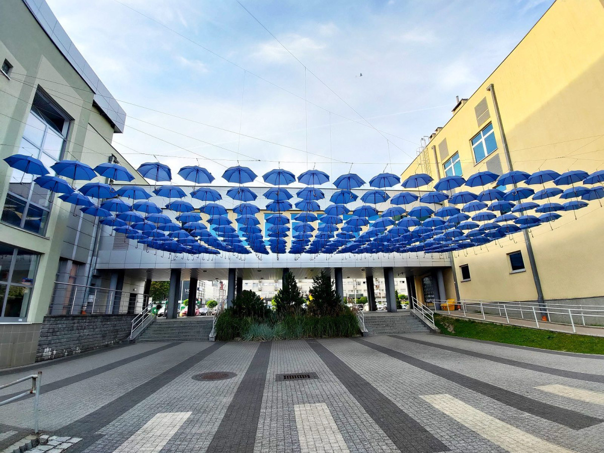 Parasole - dekoracja przy BOK-MCC