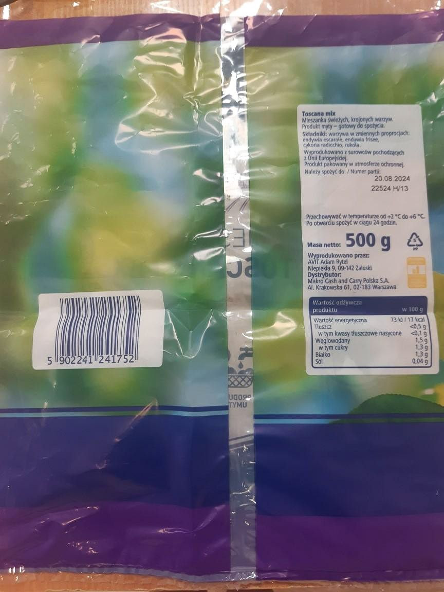 Mieszkanka sałat z ostrzeżenia