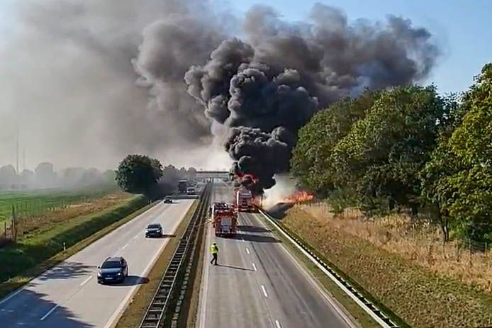 Pożar ciężarówki na A4