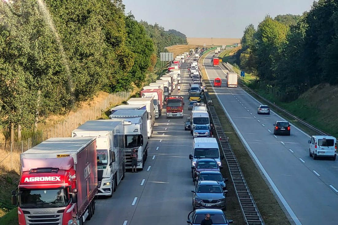 Pożar ciężarówki na A4