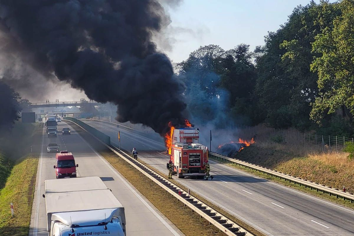 Pożar ciężarówki na A4