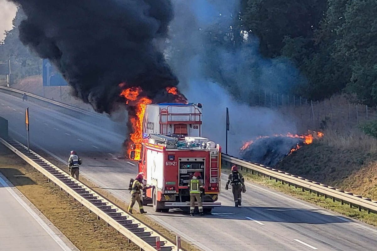 Pożar ciężarówki na A4