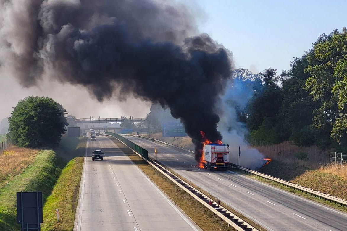 Pożar ciężarówki na A4
