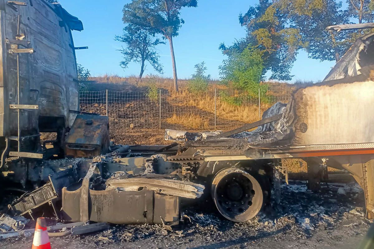 Pożar ciężarówki na A4