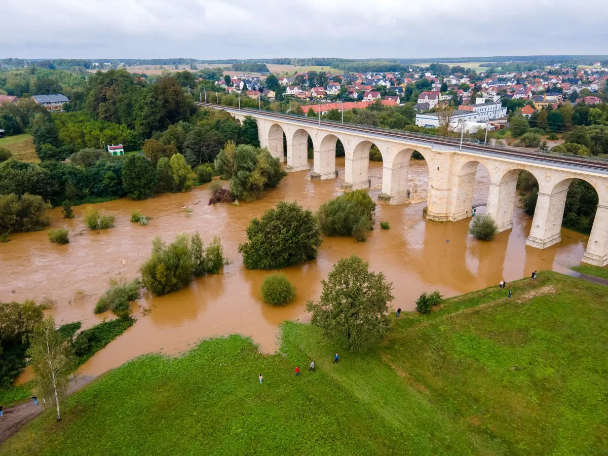 Zalane tereny w Bolesławcu (widok z drona)