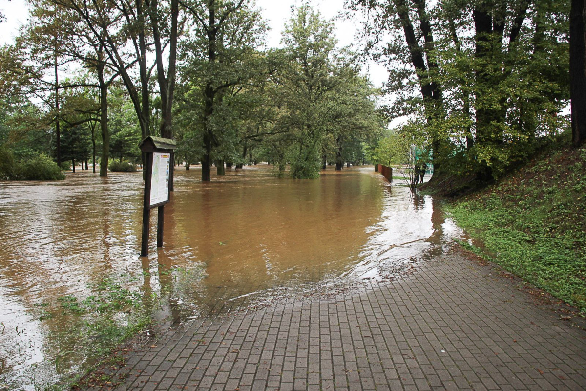Zalany bulwar nad Bobrem