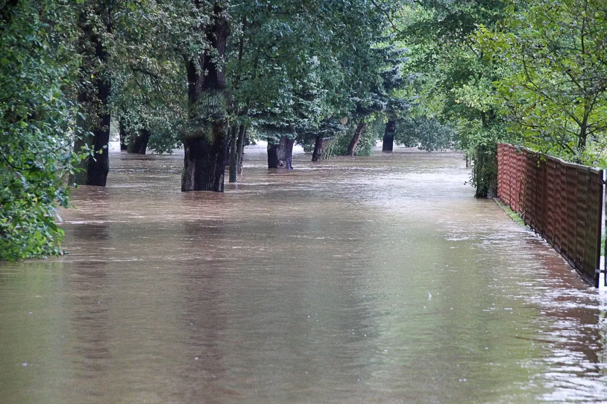 Zalany bulwar nad Bobrem