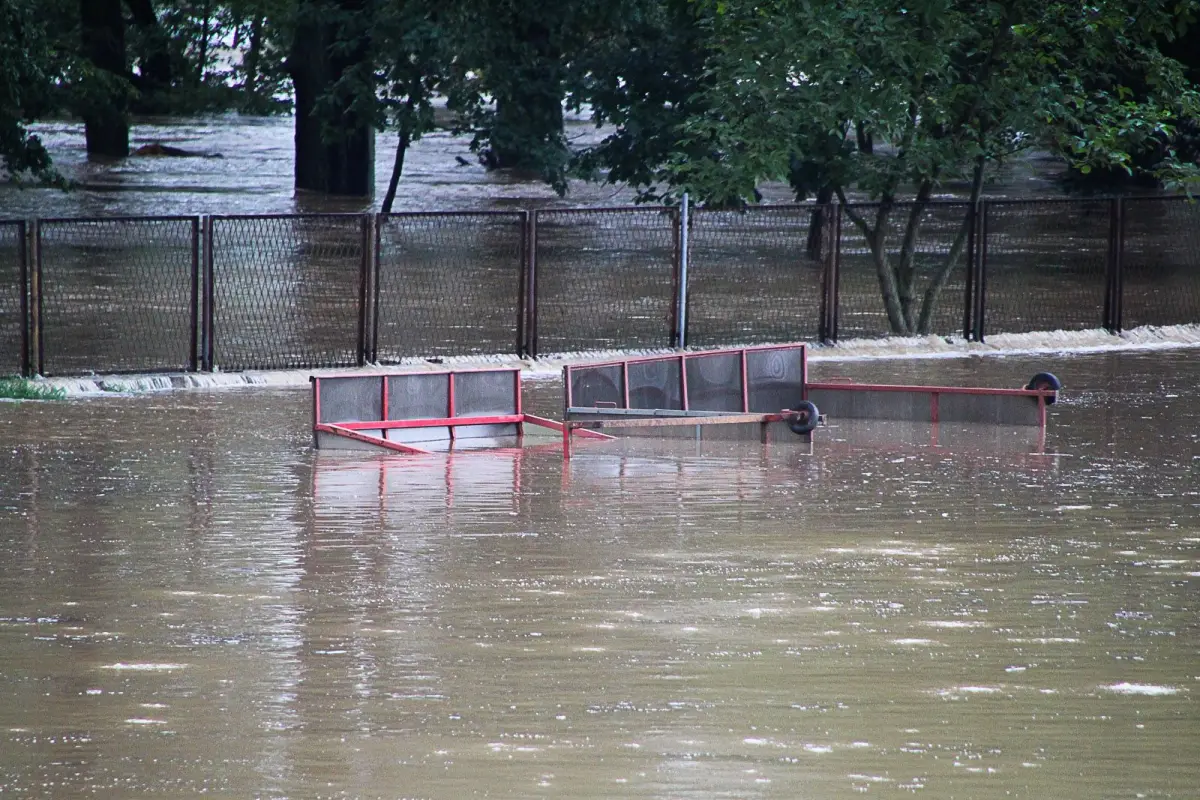 Zalany stadion przy Rajskiej