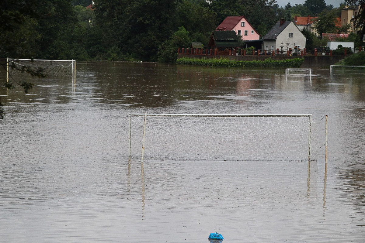 Zalany stadion przy Rajskiej