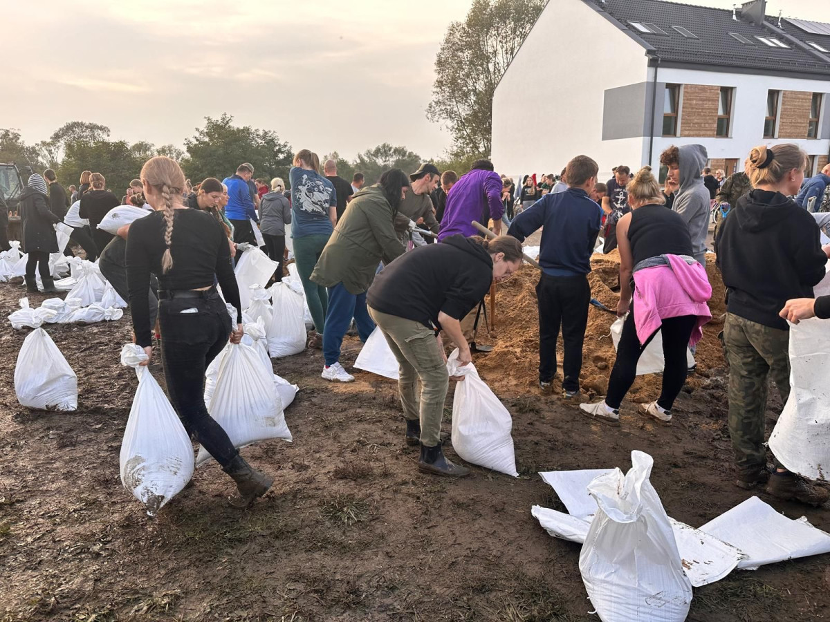 Ludzie pracujący przy ulicy Kraszewskiego