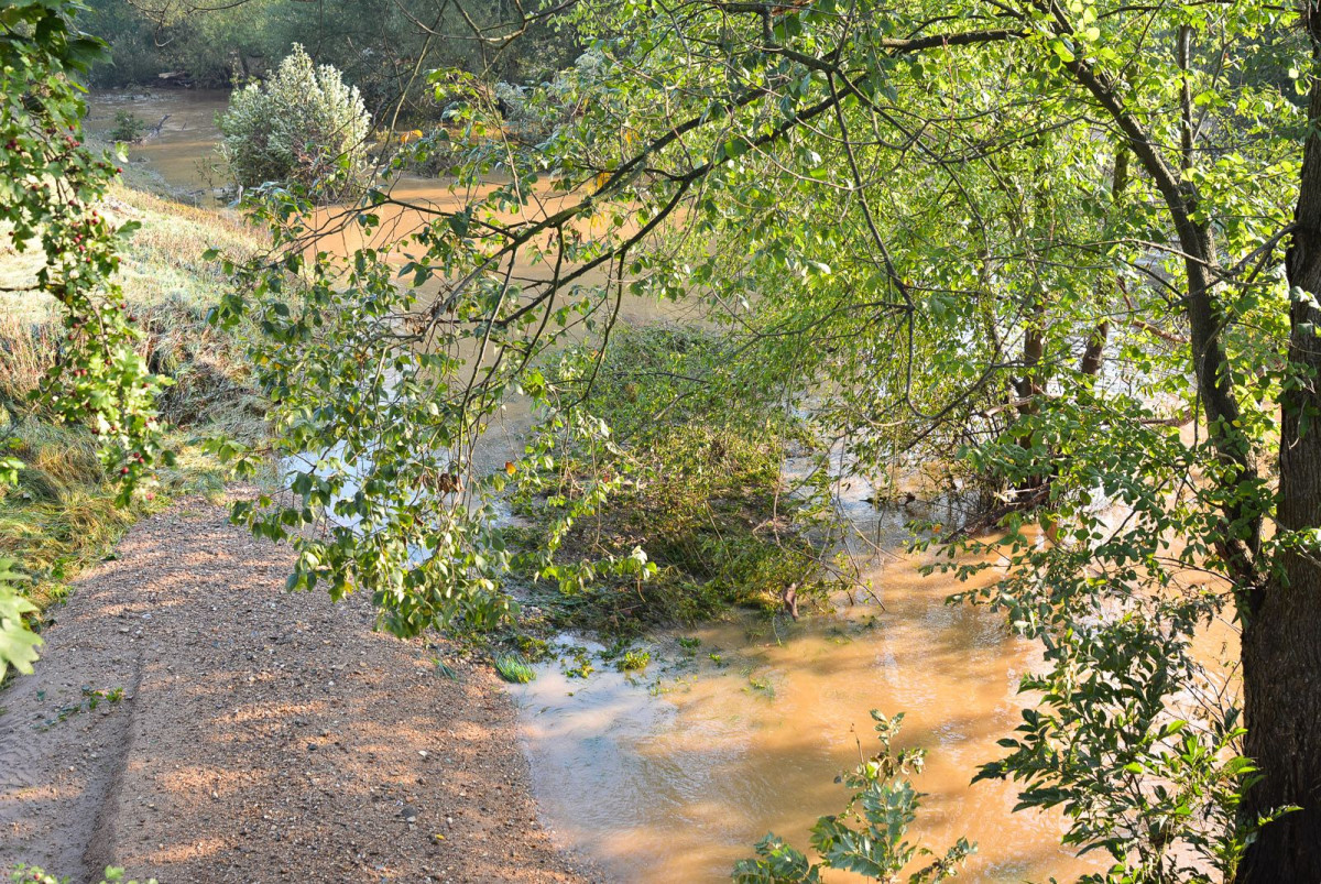 Poziom wody w Bobrze (zdjęcia wykonane około godziny 9.00)