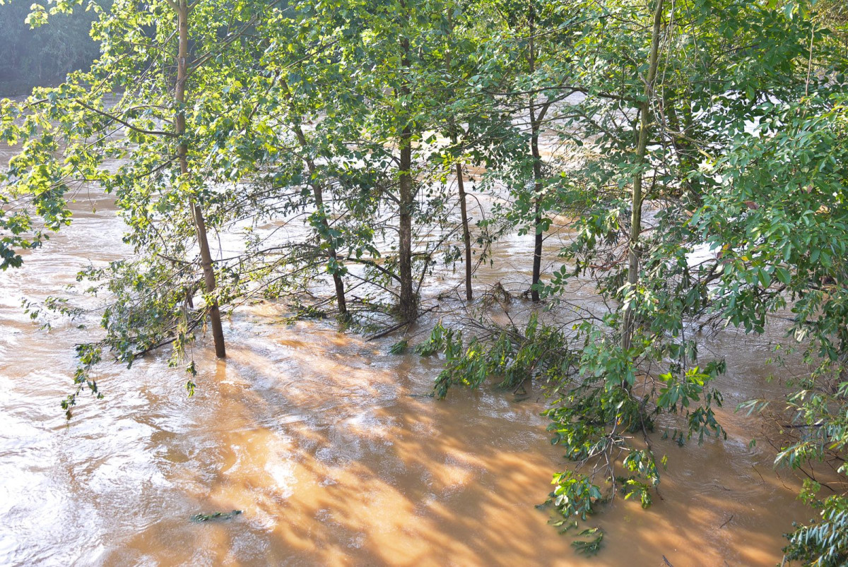 Poziom wody w Bobrze (zdjęcia wykonane około godziny 9.00)
