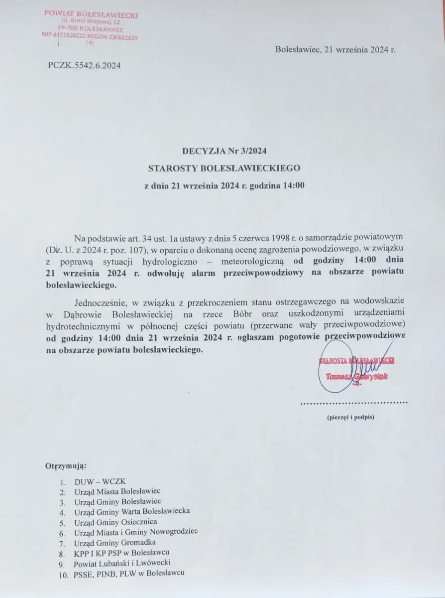Decyzja starosty