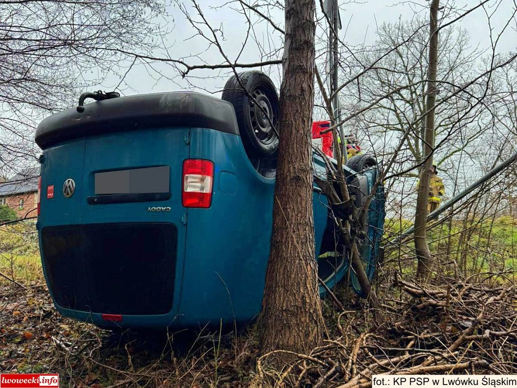 Dachowanie dwóch osobówek w powiecie lwóweckim