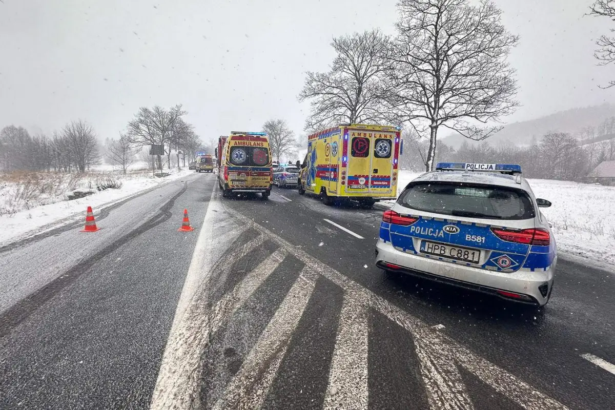 Wypadek na drodze krajowej