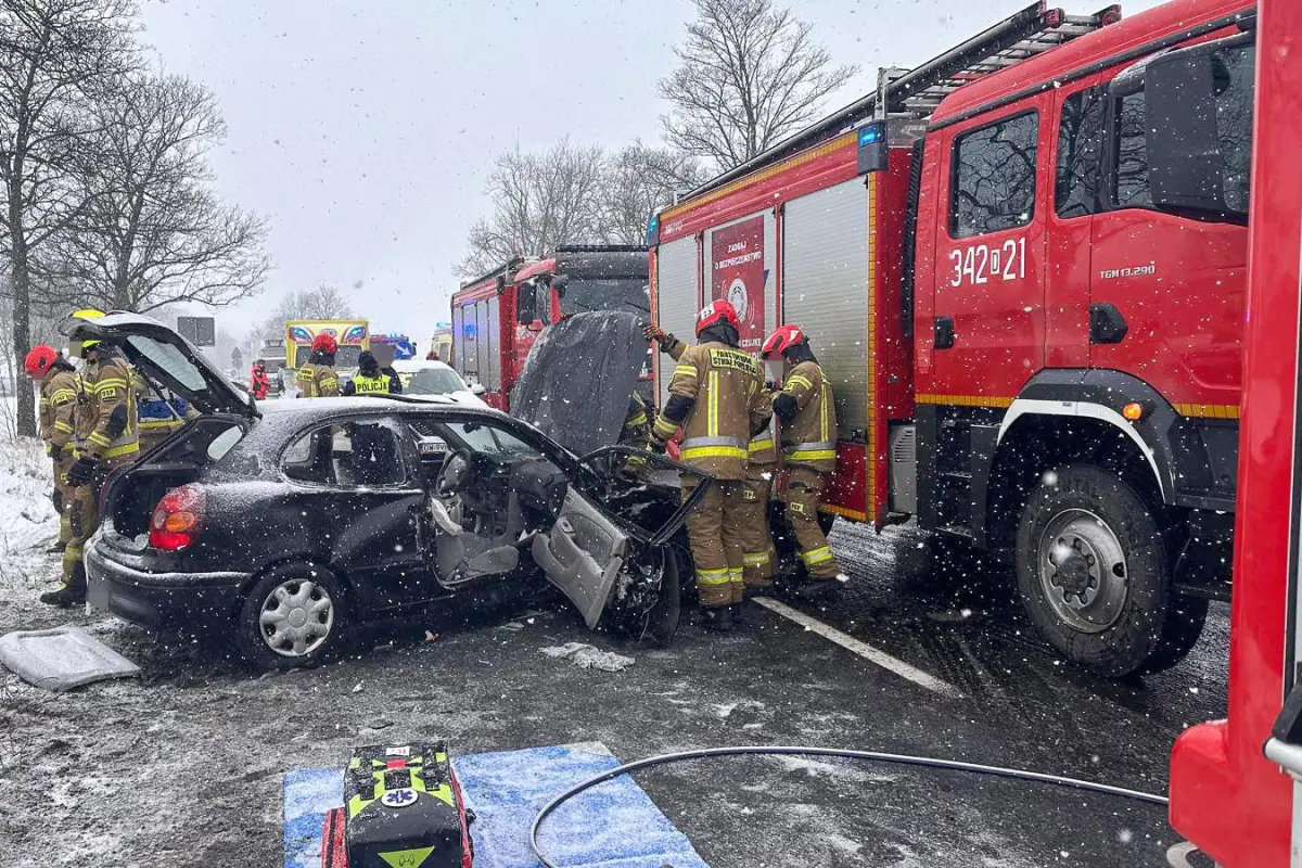 Wypadek na drodze krajowej