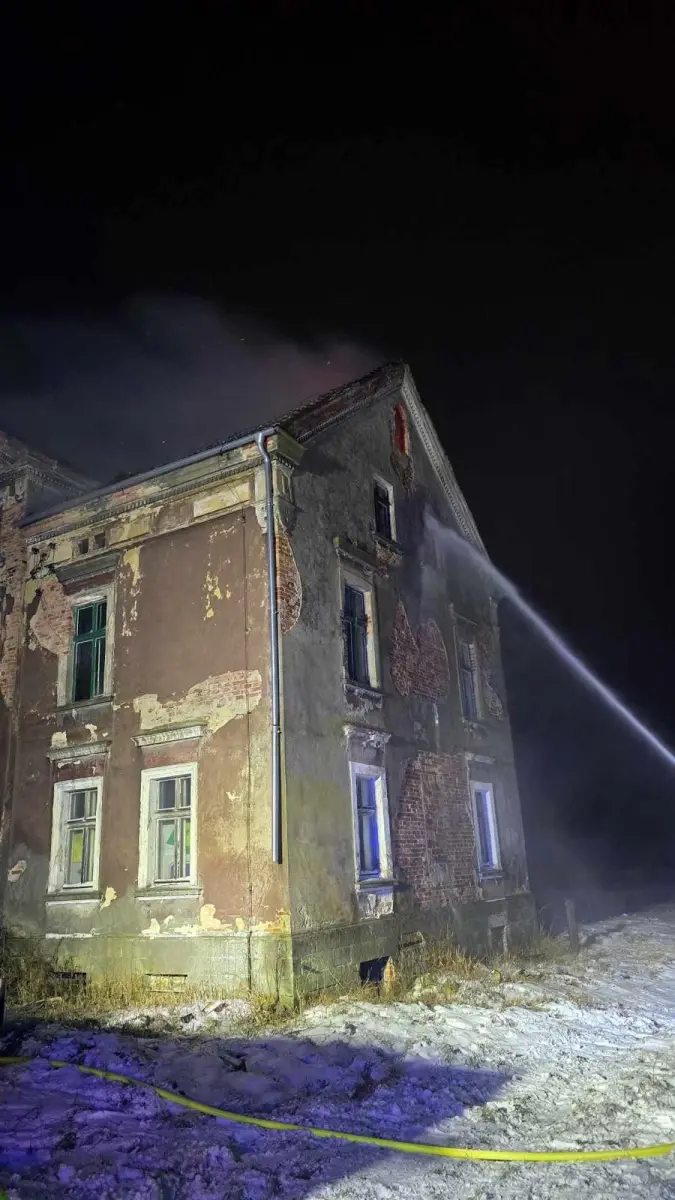 Pożar budynku w Szczytnicy