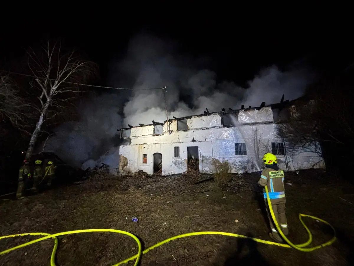 Burned building in Iwiny