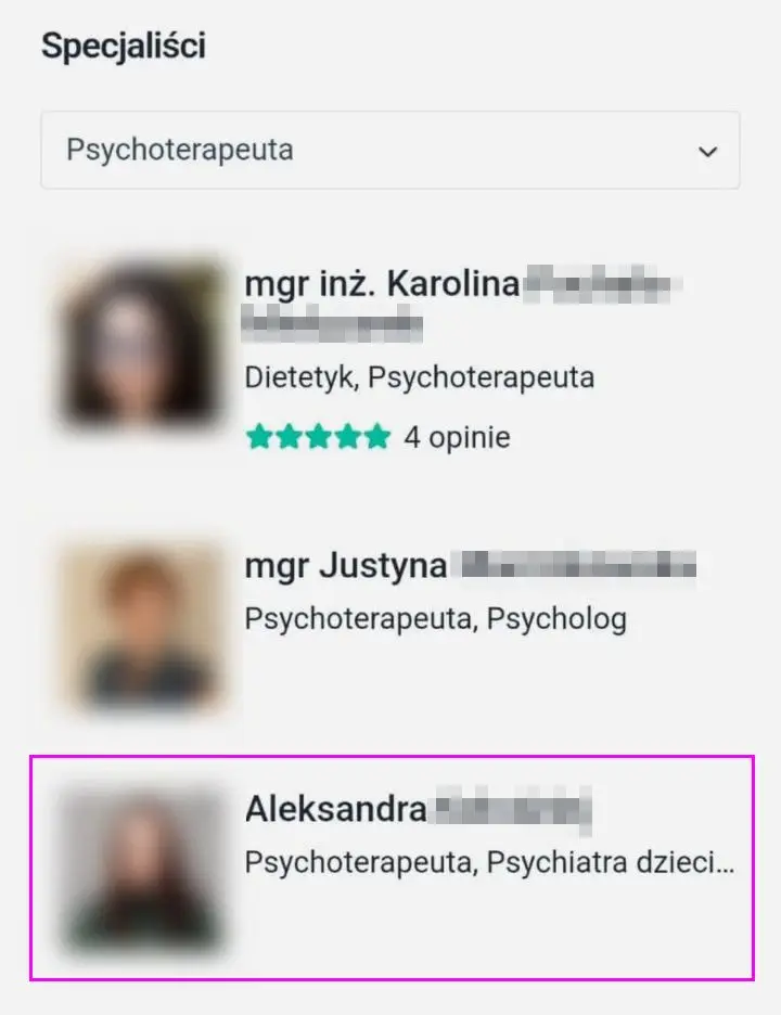Zrzut ekranu ze Znanylekarz.pl
