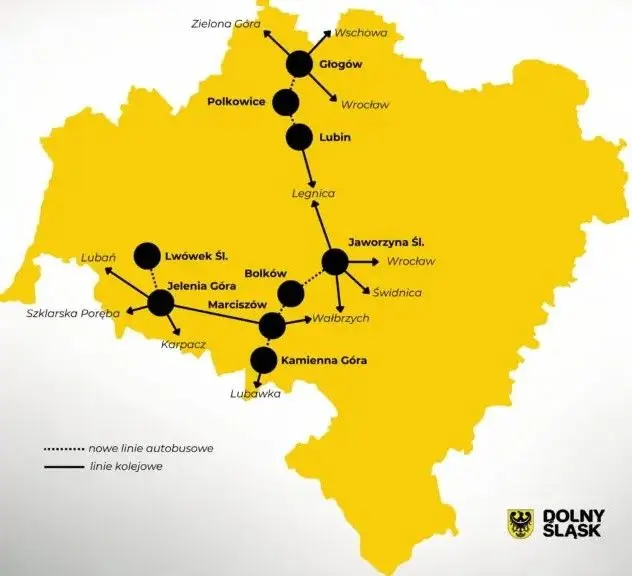 Mapa połączeń autobusowych KD