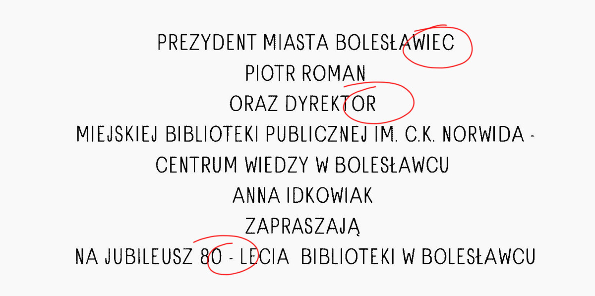 Zaproszenie na jubileusz 80-lecia miejskiej biblioteki
