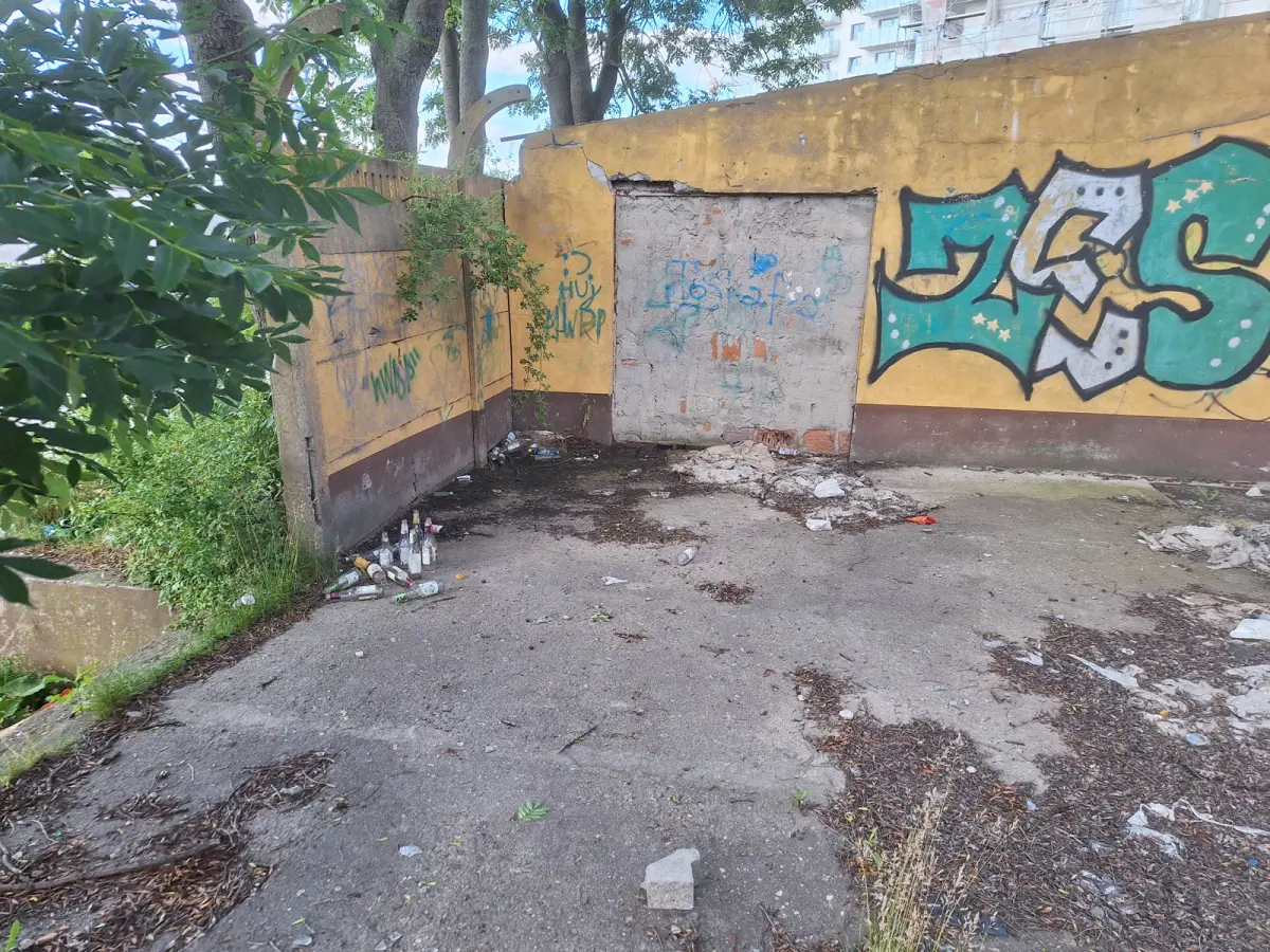 Śmieci i ruina przy ulicy Hutniczej