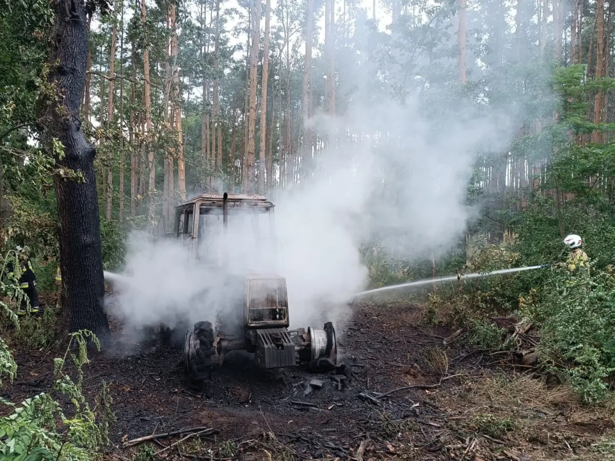 Pożar traktora w Ołoboku