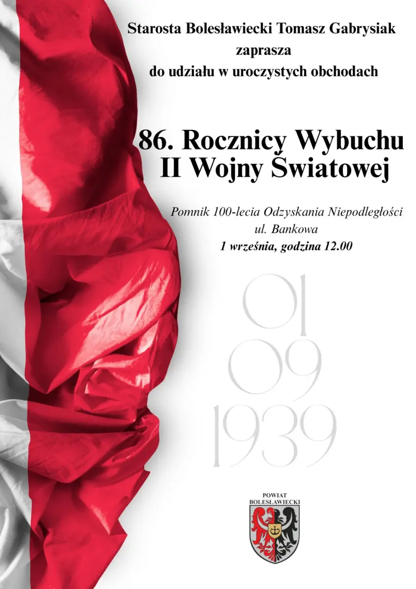 Plakat - 86. Rocznica Wybuchu II Wojny Światowej