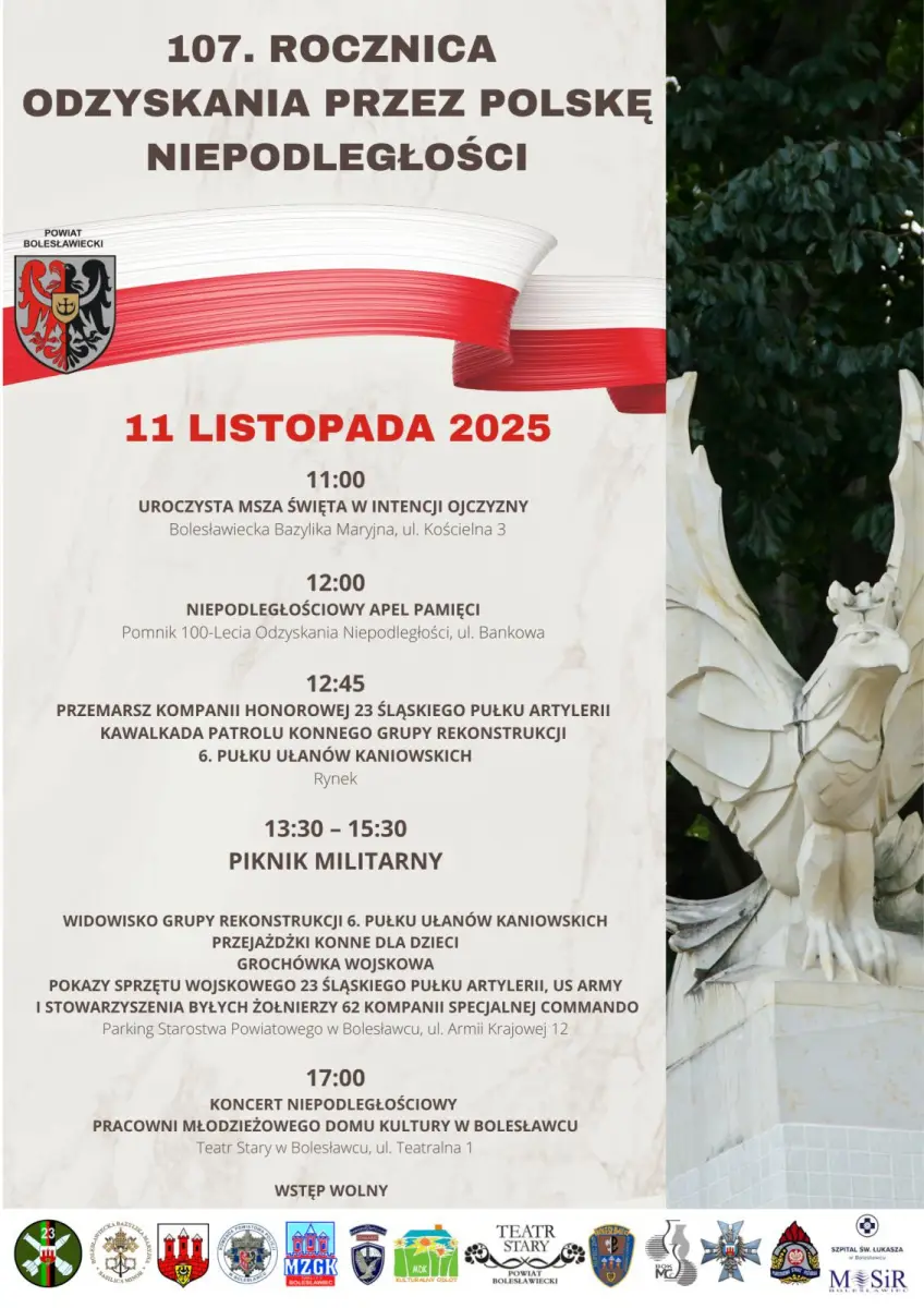 Plakat obchodów Narodowego Święta Niepodległości - 11 listopada 2025 r.