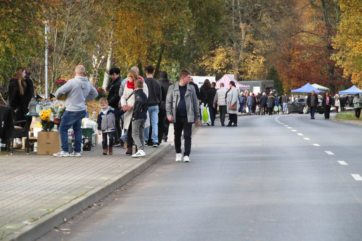 Crowds at the Bolesławiec Cemetery. People Visit Their Loved Ones’ Graves