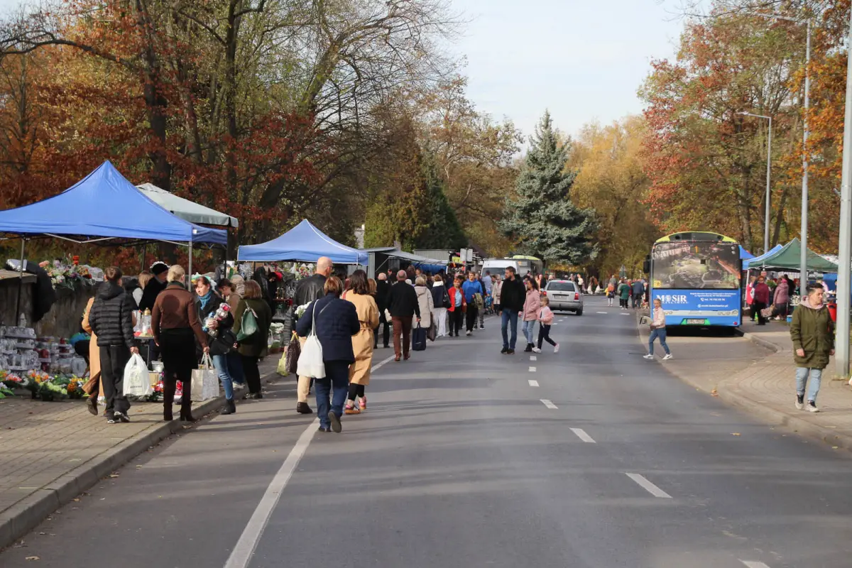 Crowds at the Bolesławiec Cemetery. People Visit Their Loved Ones’ Graves
