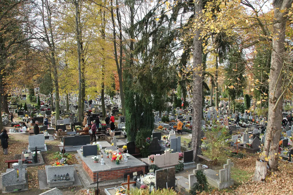 Crowds at the Bolesławiec Cemetery. People Visit Their Loved Ones’ Graves