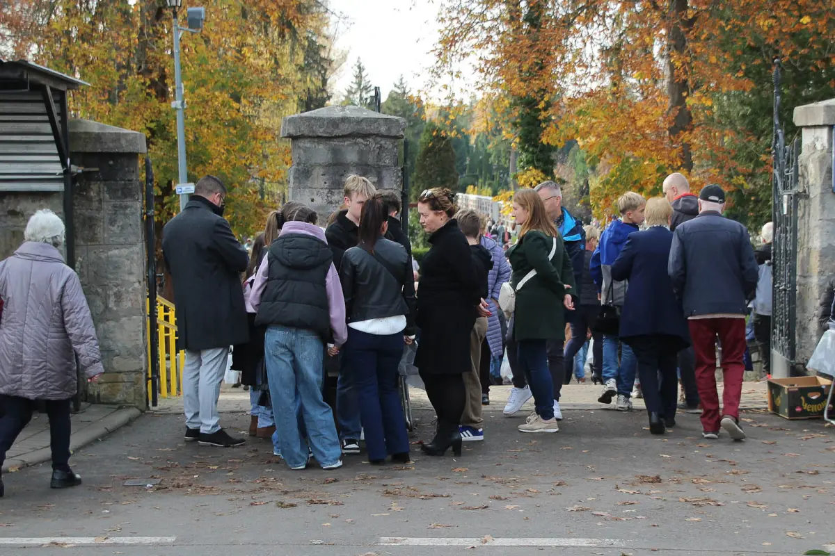 Crowds at the Bolesławiec Cemetery. People Visit Their Loved Ones’ Graves