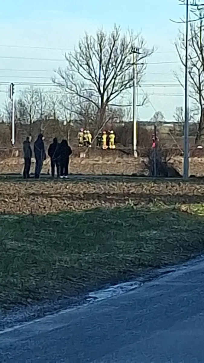 Ludzie i strażacy na miejscu zdarzenia