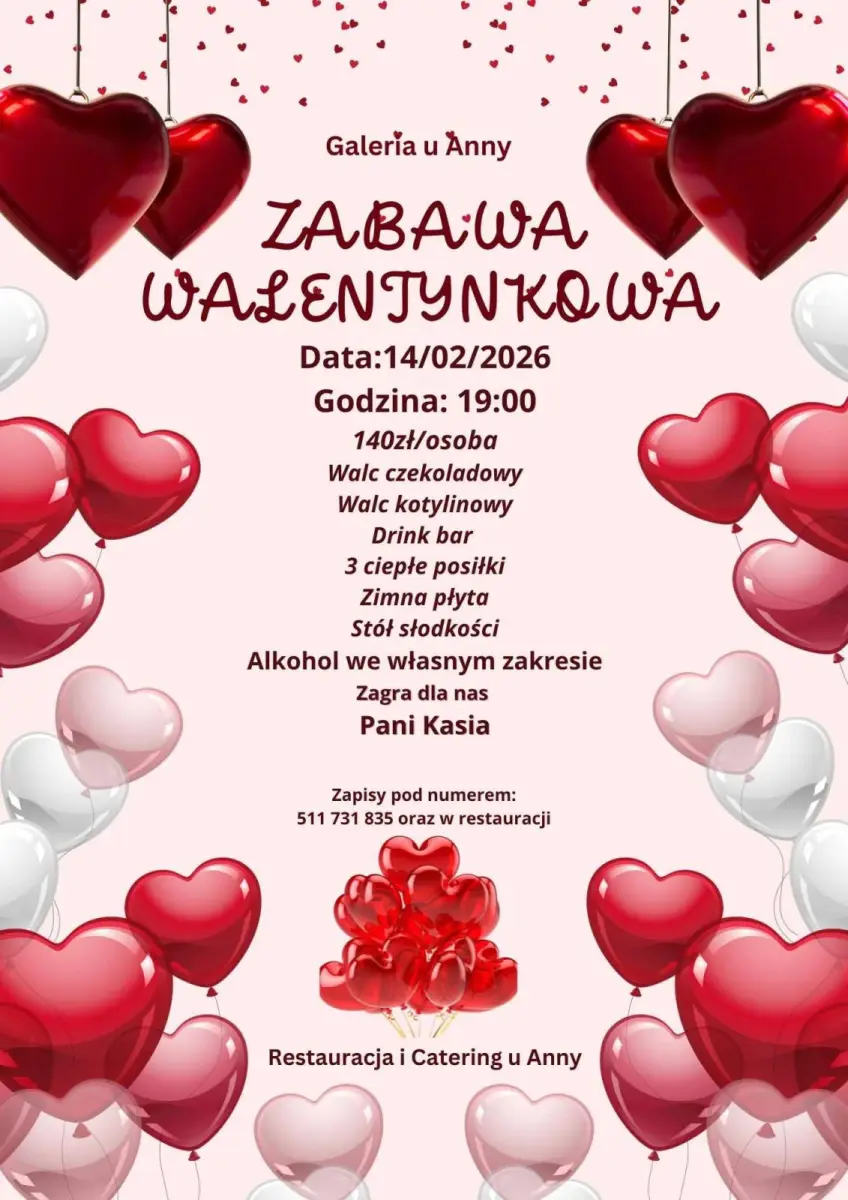Zabawa Walentynkowa w Sali Bankietowej Galerii u Anny