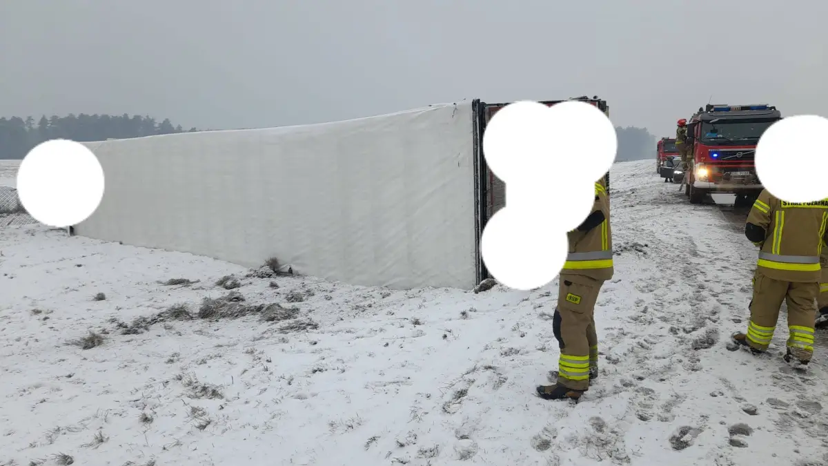Ciężarówka wypadła z drogi