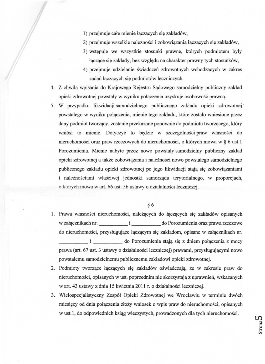 Projekt porozumienia pomiędzy Powiatem Zgorzeleckim a Powiatem Bolesławieckim o połączeniu samodzielnych publicznych zespołów opieki zdrowotnej