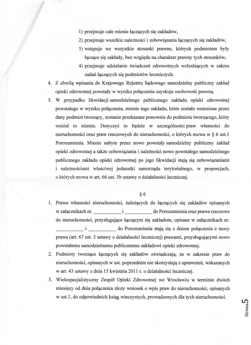 Projekt porozumienia pomiędzy Powiatem Zgorzeleckim a Powiatem Bolesławieckim o połączeniu samodzielnych publicznych zespołów opieki zdrowotnej