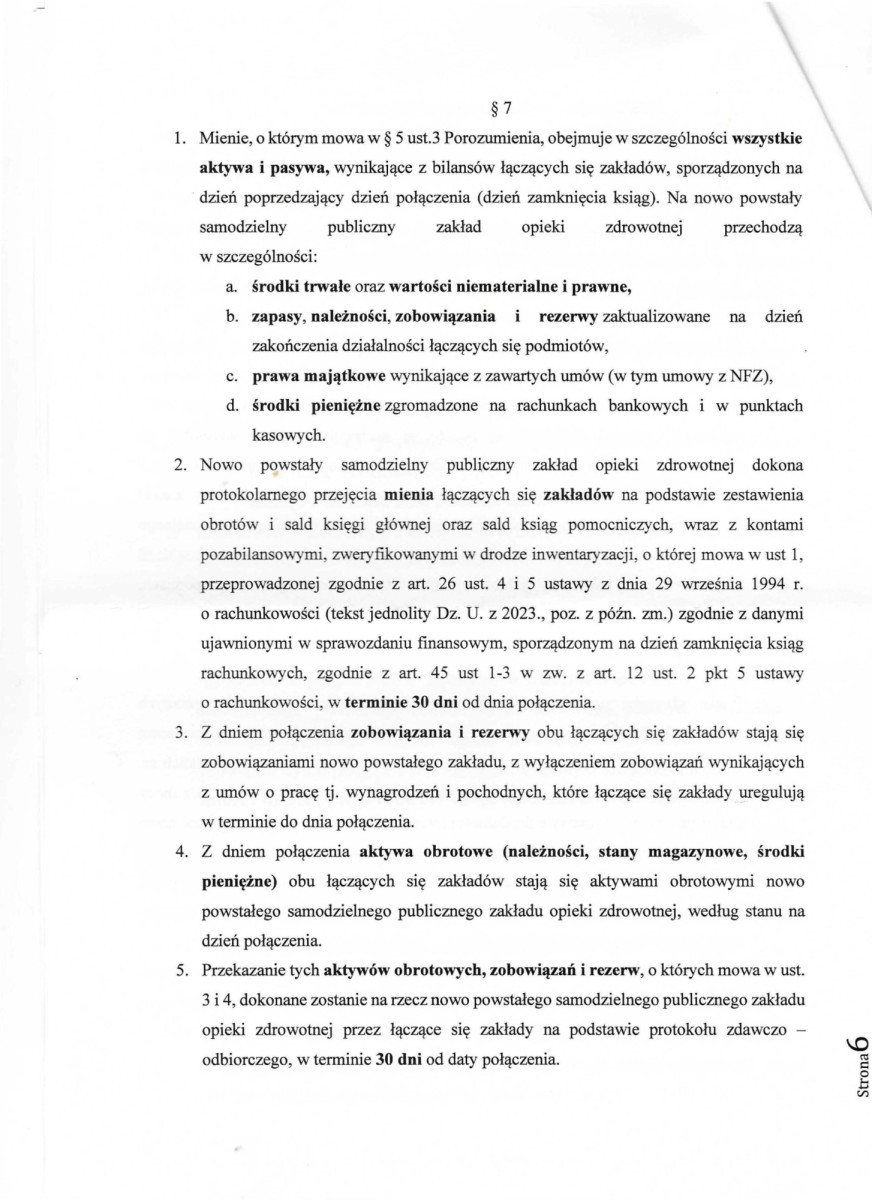 Projekt porozumienia pomiędzy Powiatem Zgorzeleckim a Powiatem Bolesławieckim o połączeniu samodzielnych publicznych zespołów opieki zdrowotnej