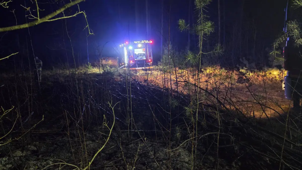 Nocny pożar między Bolesławcem a Mierzwinem