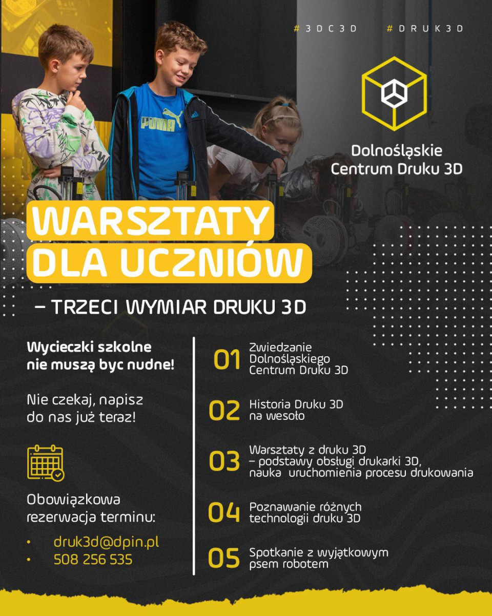 Warsztaty DC3D dla uczniów szkół podstawowych i średnich