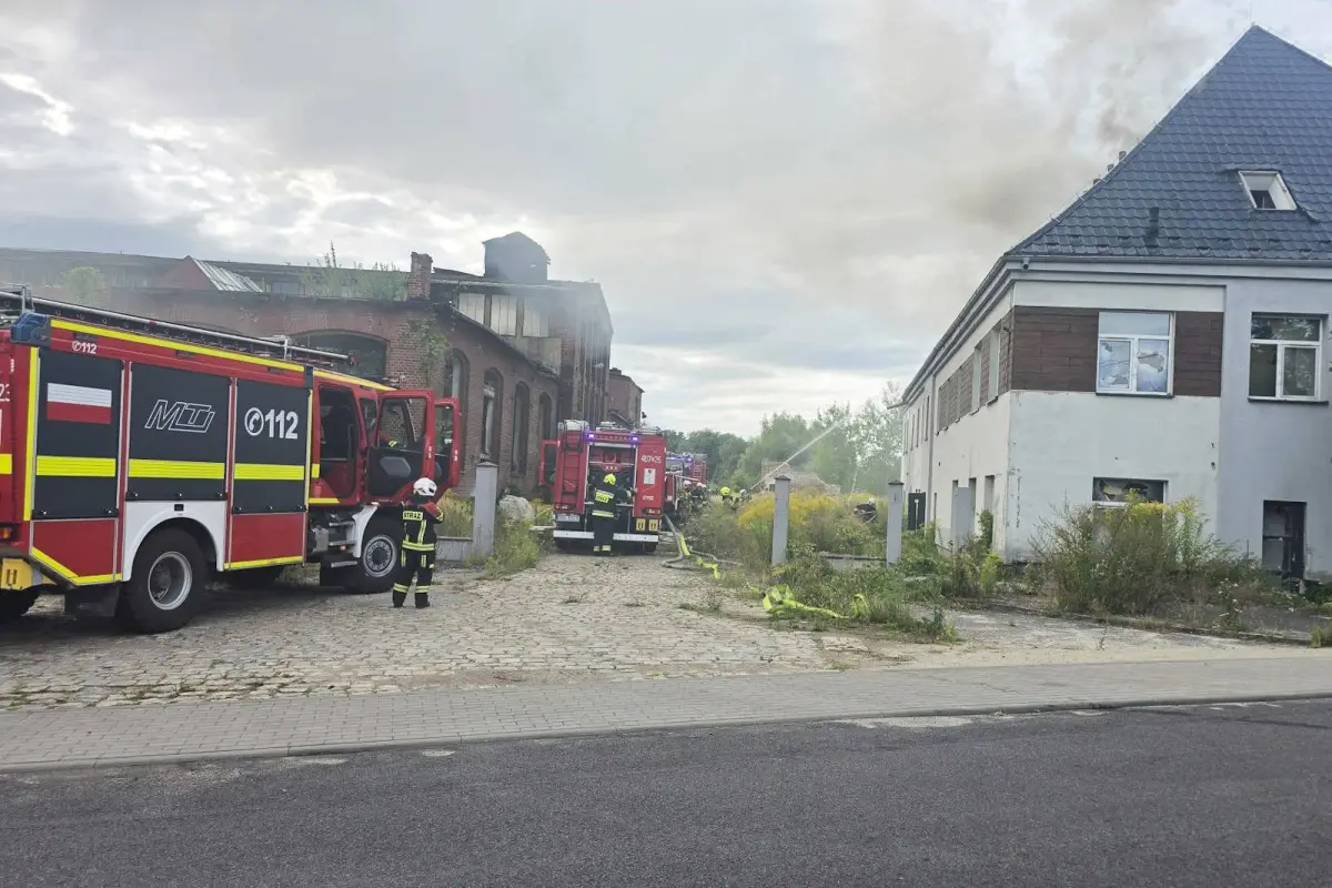 Pożar na terenie byłej odlewni w Gromadce