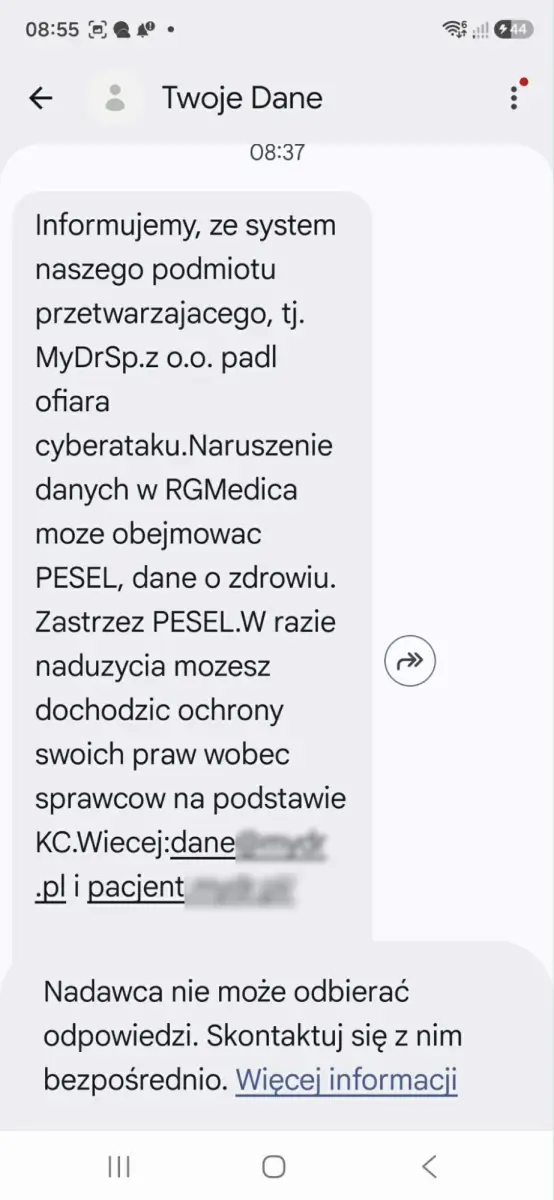 Zrzut ekranu od Czytelniczki