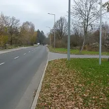View photo: No Sidewalk or Pedestrian Crossing Near Carrefour on Śluzowa Street in Bolesławiec