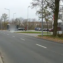 View photo: No Sidewalk or Pedestrian Crossing Near Carrefour on Śluzowa Street in Bolesławiec