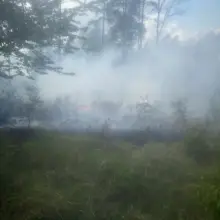 View photo: Fire service operation in Iwiny (Warta Bolesławiecka municipality, Bolesławiec County)