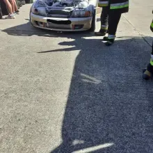 View photo: Firefighters respond to a fire at a racetrack in the zone