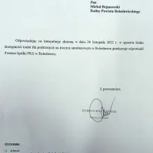 Переглянути фотографію: Депутатський запит Michał Bojanowski та відповідь президента PKS