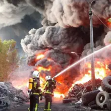 Zobacz zdjęcie: Wielki pożar składowiska opon. Z żywiołem walczy 25 zastępów straży pożarnej